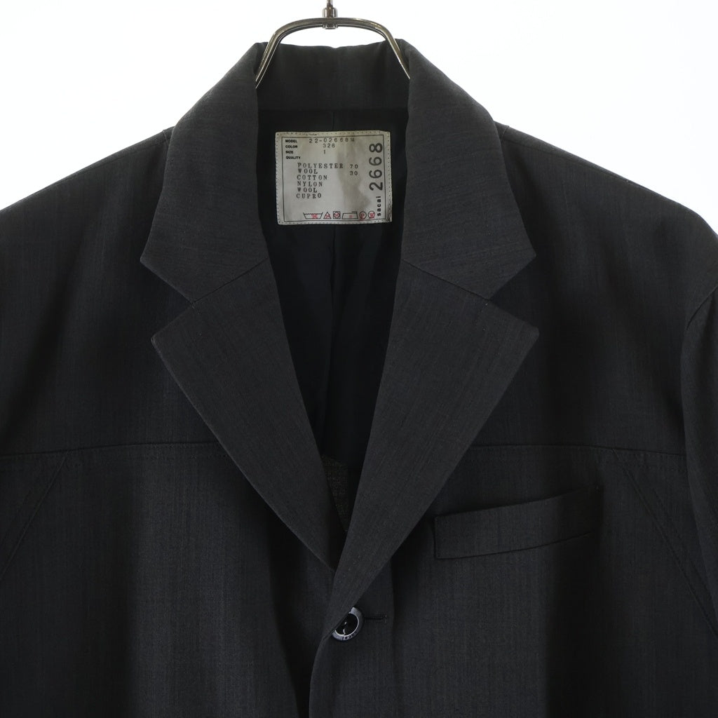 Sacai サカイ 22SS Suiting Mix 3B Jacket スーチングミックス3Bジャケット グレー Sacai(サカイ) 22SS Suiting Mix 3B Jacket スーチングミックス3B