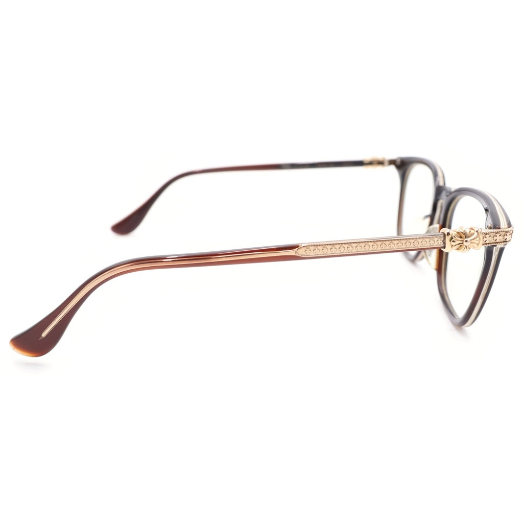 CHROME HEARTS(クロムハーツ) GISS CHクロスモチーフ ウェリントン メガネ アイウェア ブラウン/ゴールド BK-GP 54□20-149