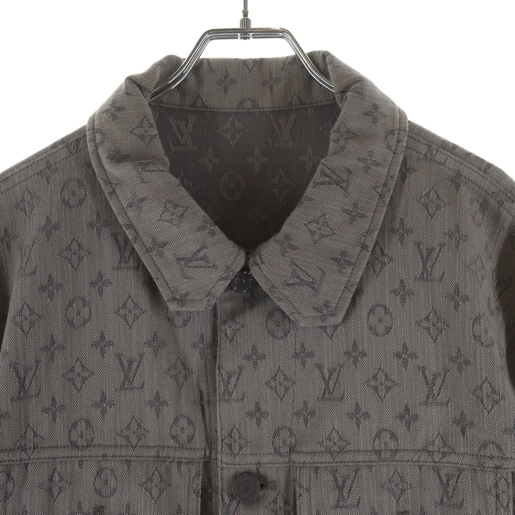 LOUIS VUITTON(ルイヴィトン) ロゴボタン フラップポケット モノグラム デニムジャケット グレー サイズ48 RM211Q QJQ HHA21W