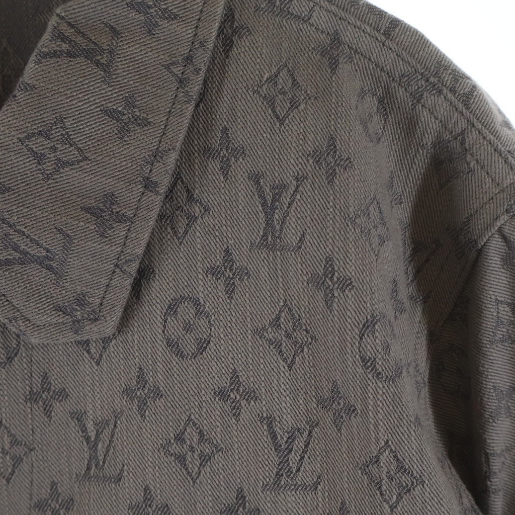 LOUIS VUITTON(ルイヴィトン) ロゴボタン フラップポケット モノグラム デニムジャケット グレー サイズ48 RM211Q QJQ HHA21W