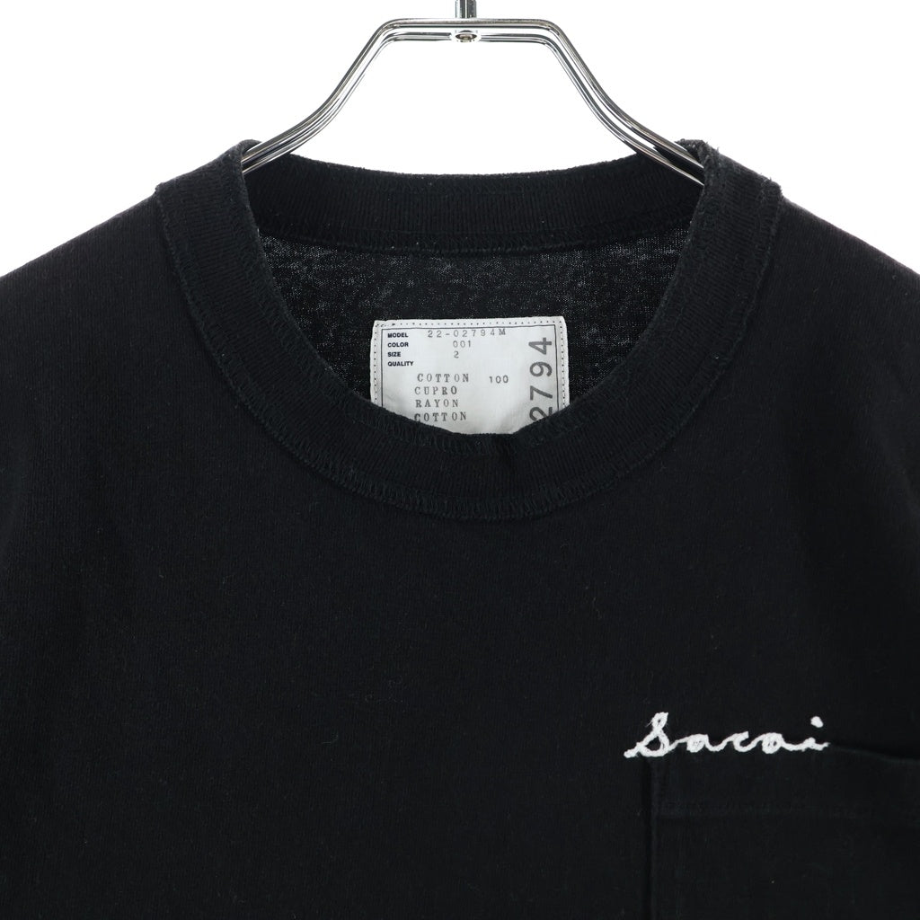 Sacai(サカイ) エンブロイダリー ロゴ刺繍 半袖Tシャツ カットソー 22-02794M ブラック