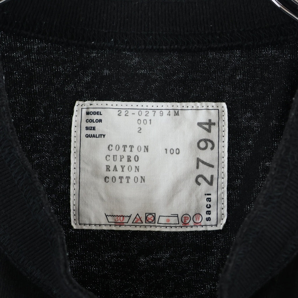 Sacai(サカイ) エンブロイダリー ロゴ刺繍 半袖Tシャツ カットソー 22-02794M ブラック