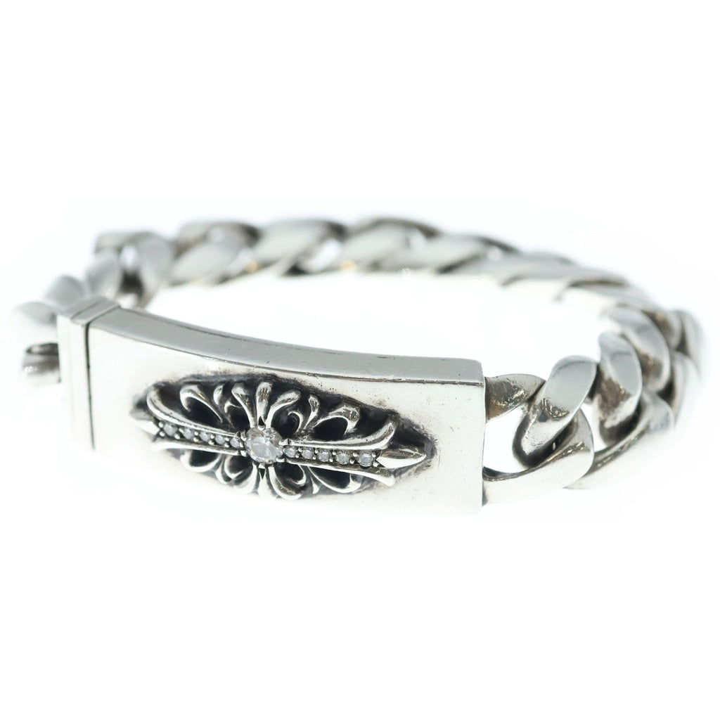 CHROME HEARTS(クロムハーツ) ID FLRL CRS P DIA フローラルIDクラシックリンク PAVEダイヤ シルバーブレスレット 13LINK