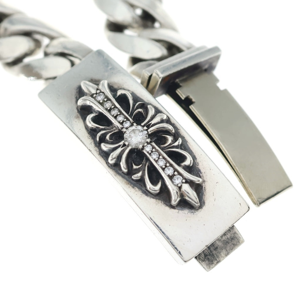 CHROME HEARTS(クロムハーツ) ID FLRL CRS P DIA フローラルIDクラシックリンク PAVEダイヤ シルバーブレスレット 13LINK
