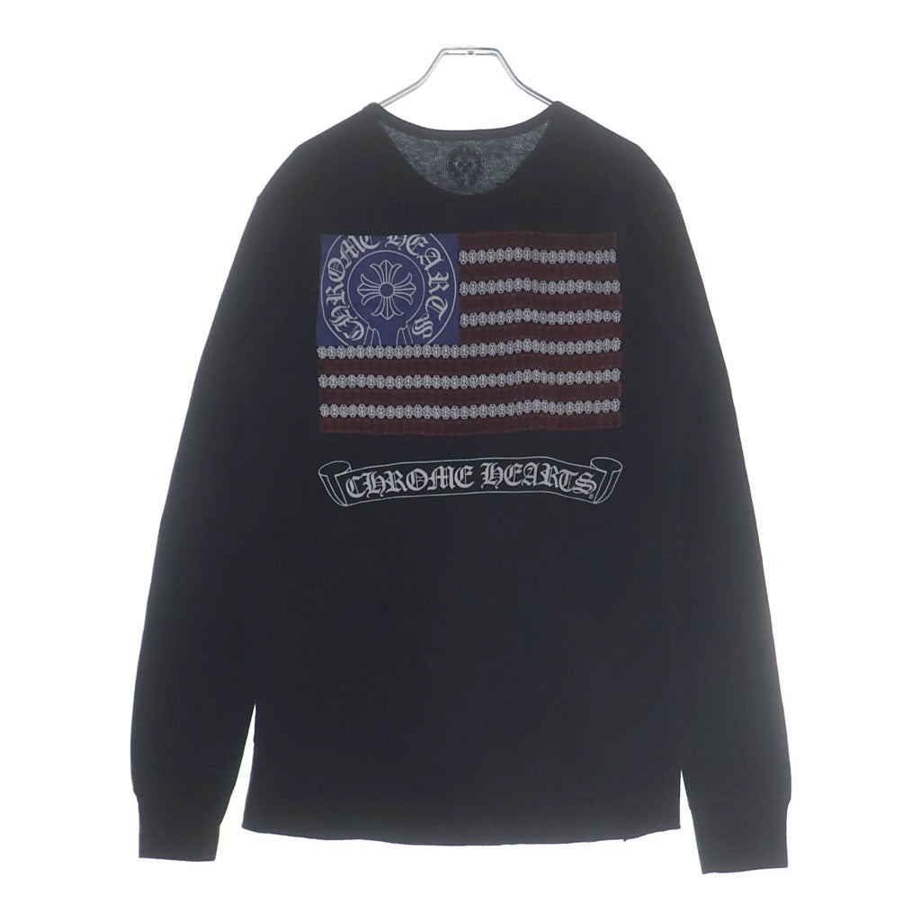 CHROME HEARTS(クロムハーツ) American Flag Vine Dagger Horseshoe Tee アメリカンフラッグ ヴァインダガー ホースシュー 星条旗 長袖Tシャツ カットソー ブラック サーマル