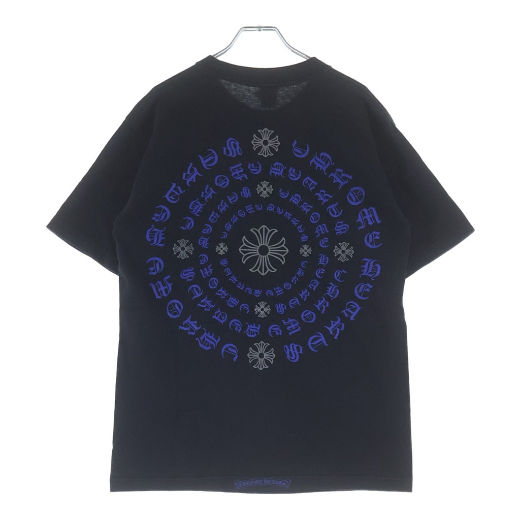 CHROME HEARTS(クロムハーツ) CHプラス サークルロゴ バックプリント 胸ポケット 半袖Tシャツ カットソー ブラック/ブルー