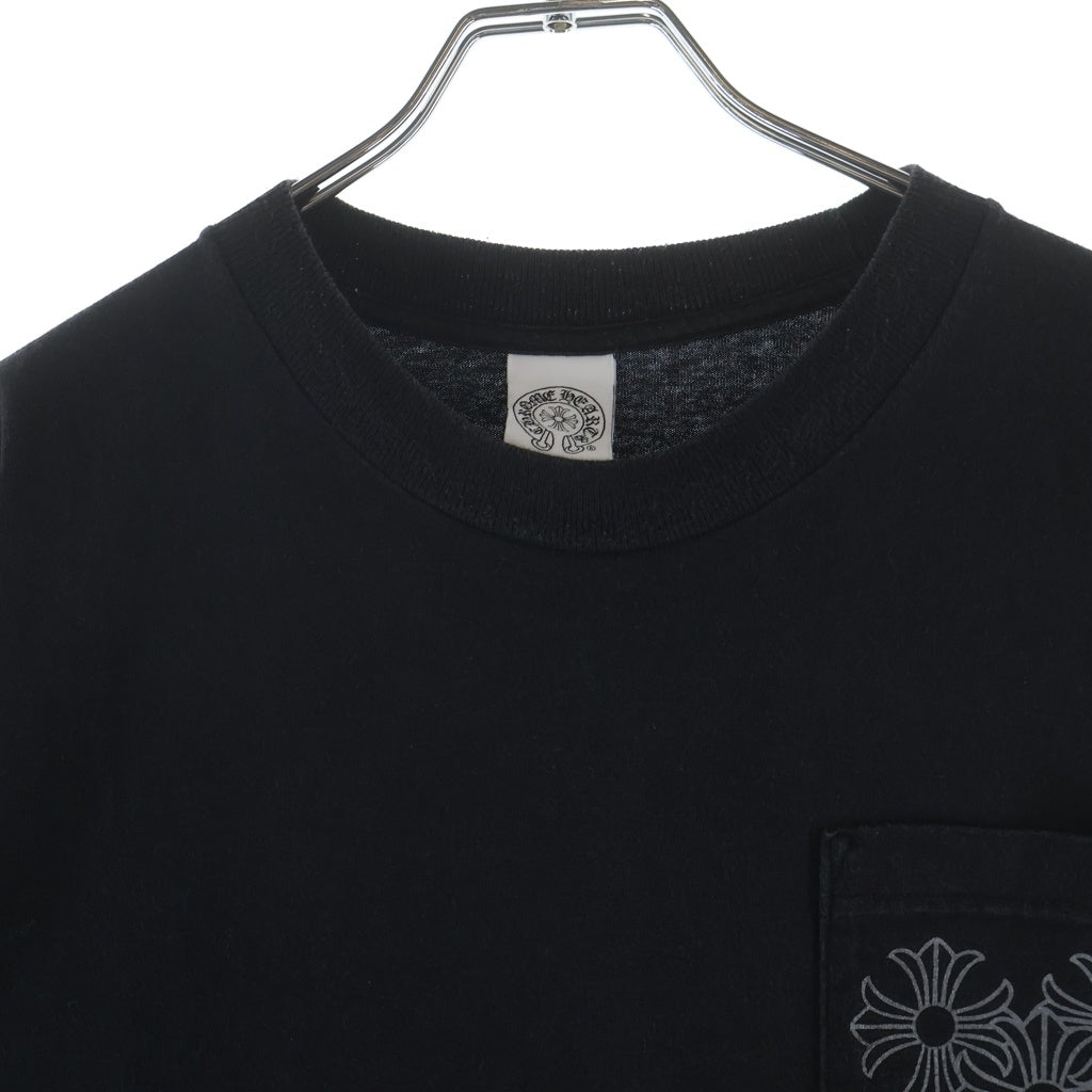 CHROME HEARTS(クロムハーツ) CHプラス サークルロゴ バックプリント 胸ポケット 半袖Tシャツ カットソー ブラック/ブルー