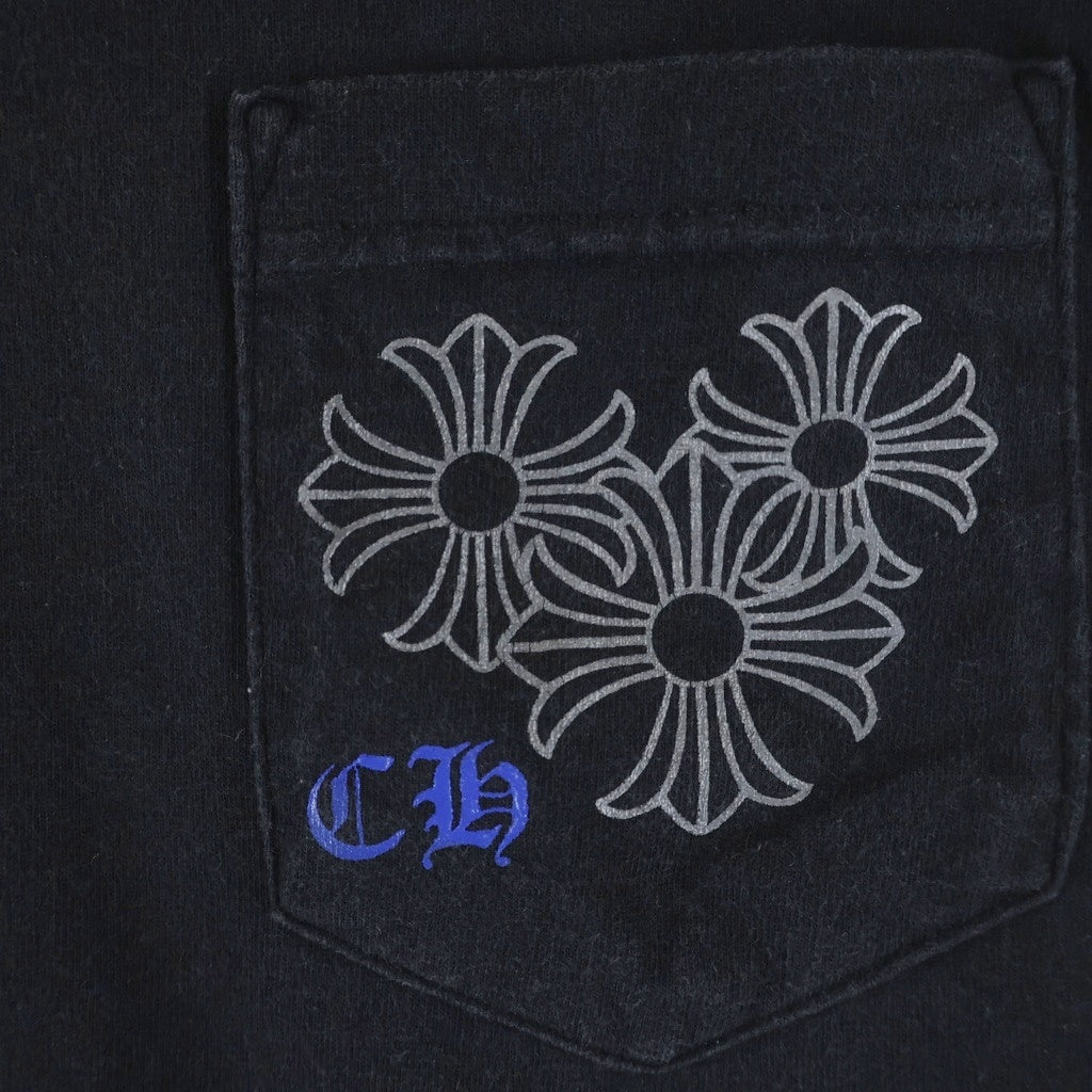 CHROME HEARTS(クロムハーツ) CHプラス サークルロゴ バックプリント 胸ポケット 半袖Tシャツ カットソー ブラック/ブルー