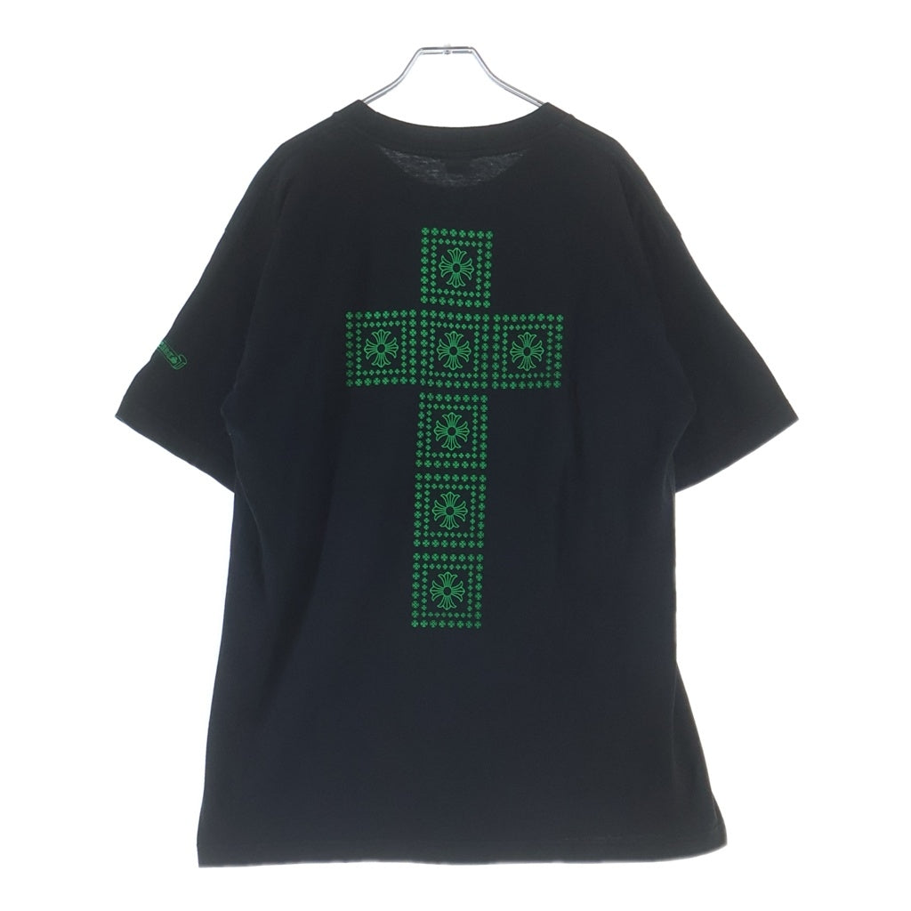 CHROME HEARTS(クロムハーツ) CHプラス バッククロスプリント 胸ポケット 半袖Tシャツ カットソー ブラック/グリーン