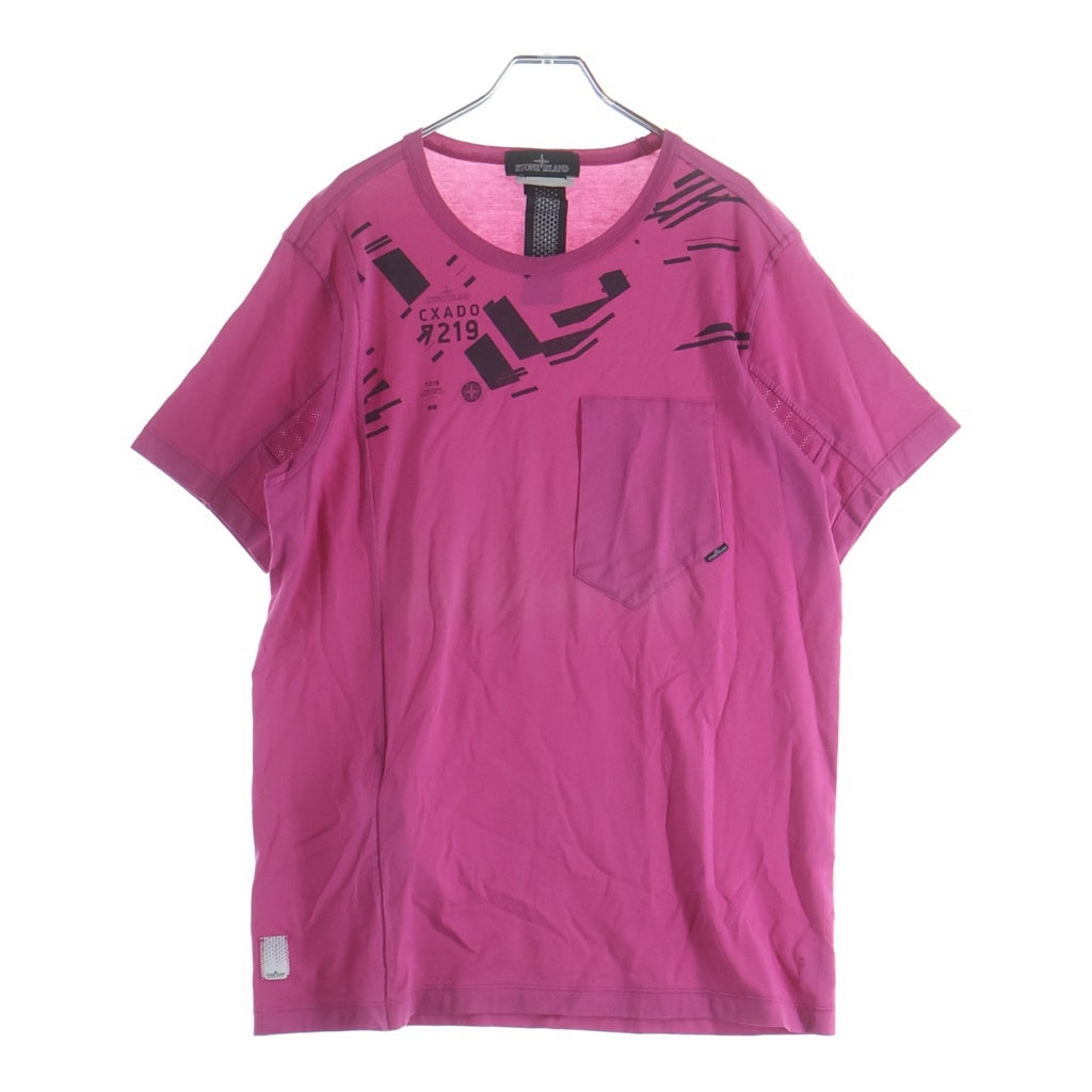 STONE ISLAND(ストーンアイランド) SHADOW PROJEC ロゴプリント 幾何学柄 クルーネック 半袖Tシャツ カットソー ピンク 721920610