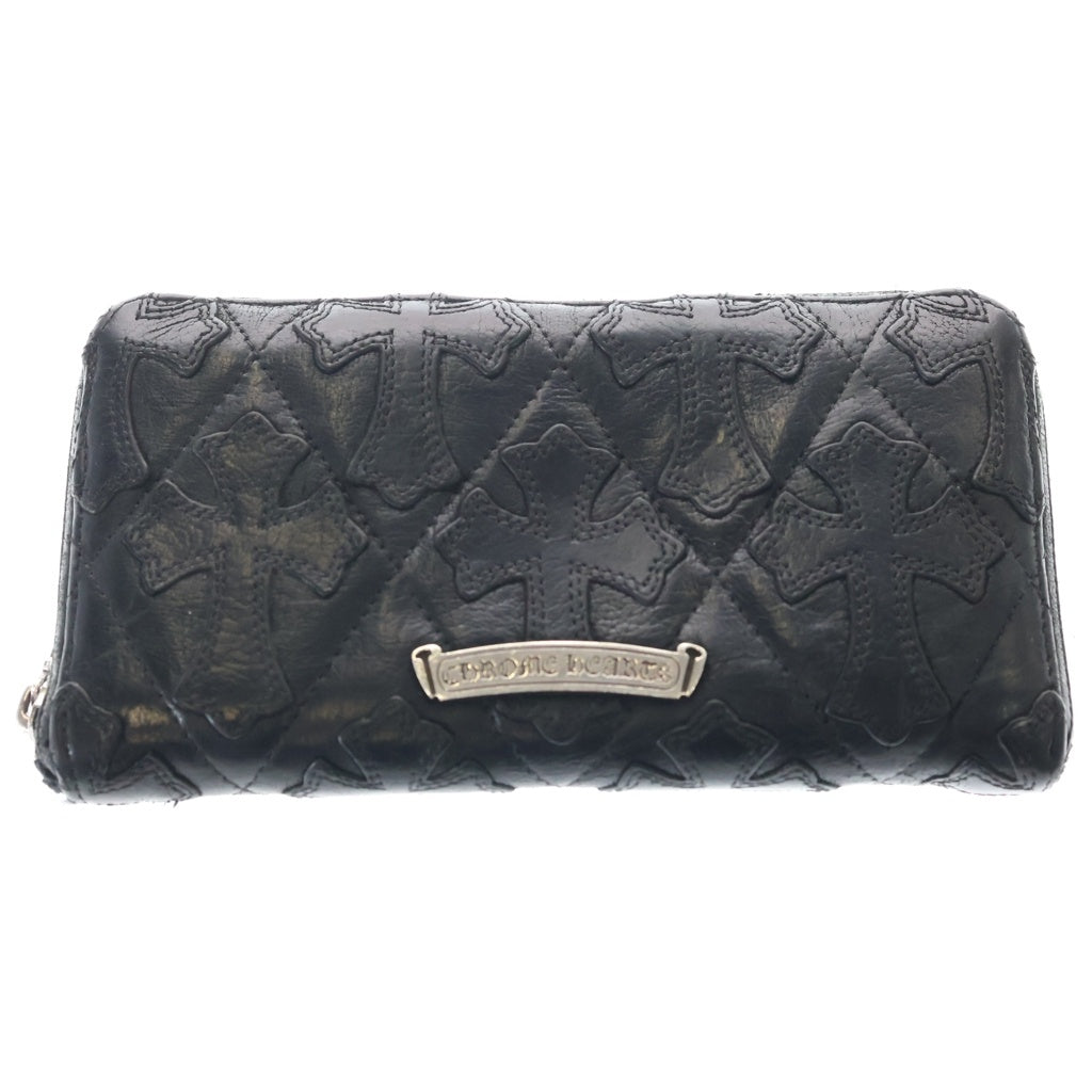 CHROME HEARTS(クロムハーツ) REC F ZIP QUILTED セメタリークロスキルティング デストロイレザー 財布