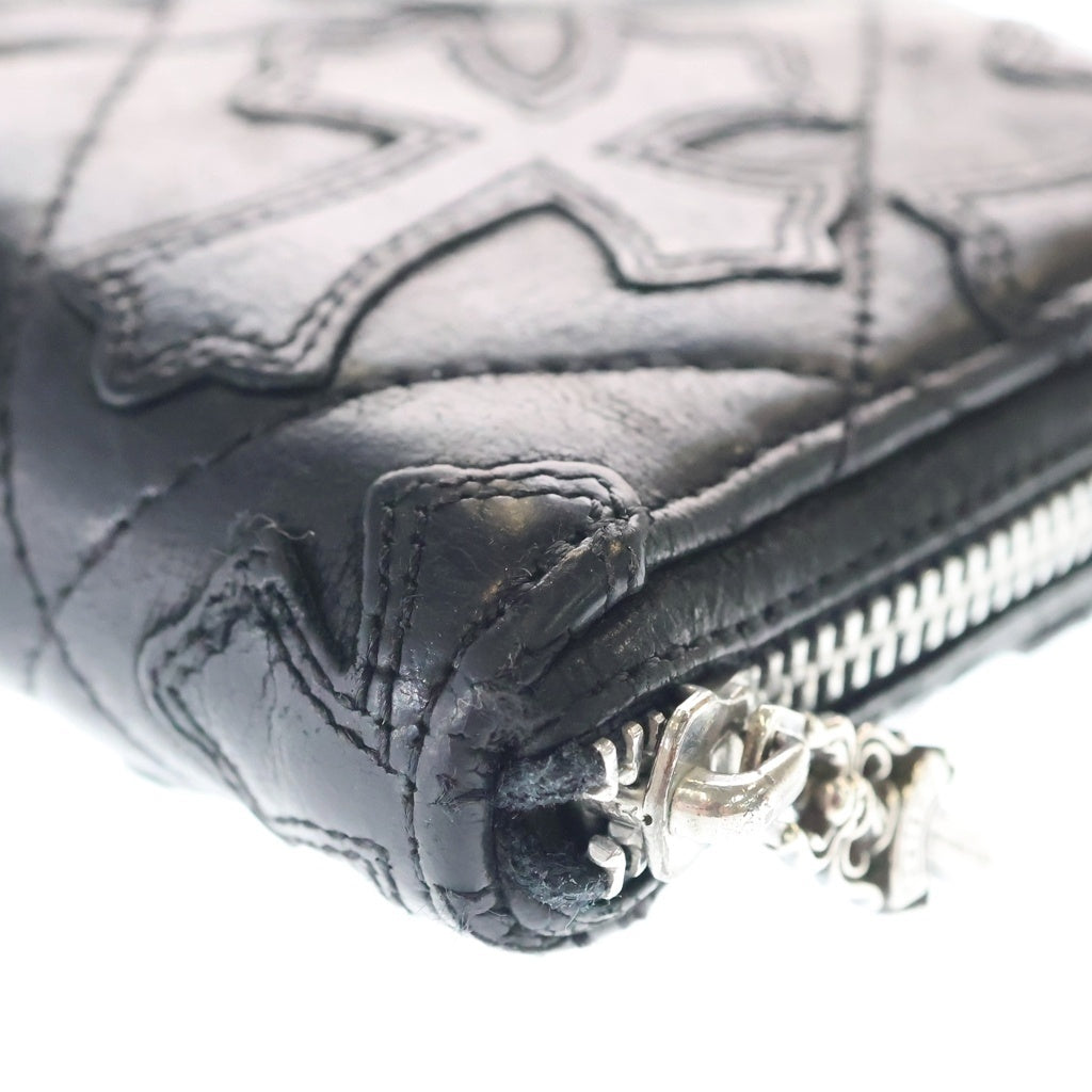 CHROME HEARTS(クロムハーツ) REC F ZIP QUILTED セメタリークロスキルティング デストロイレザー 財布