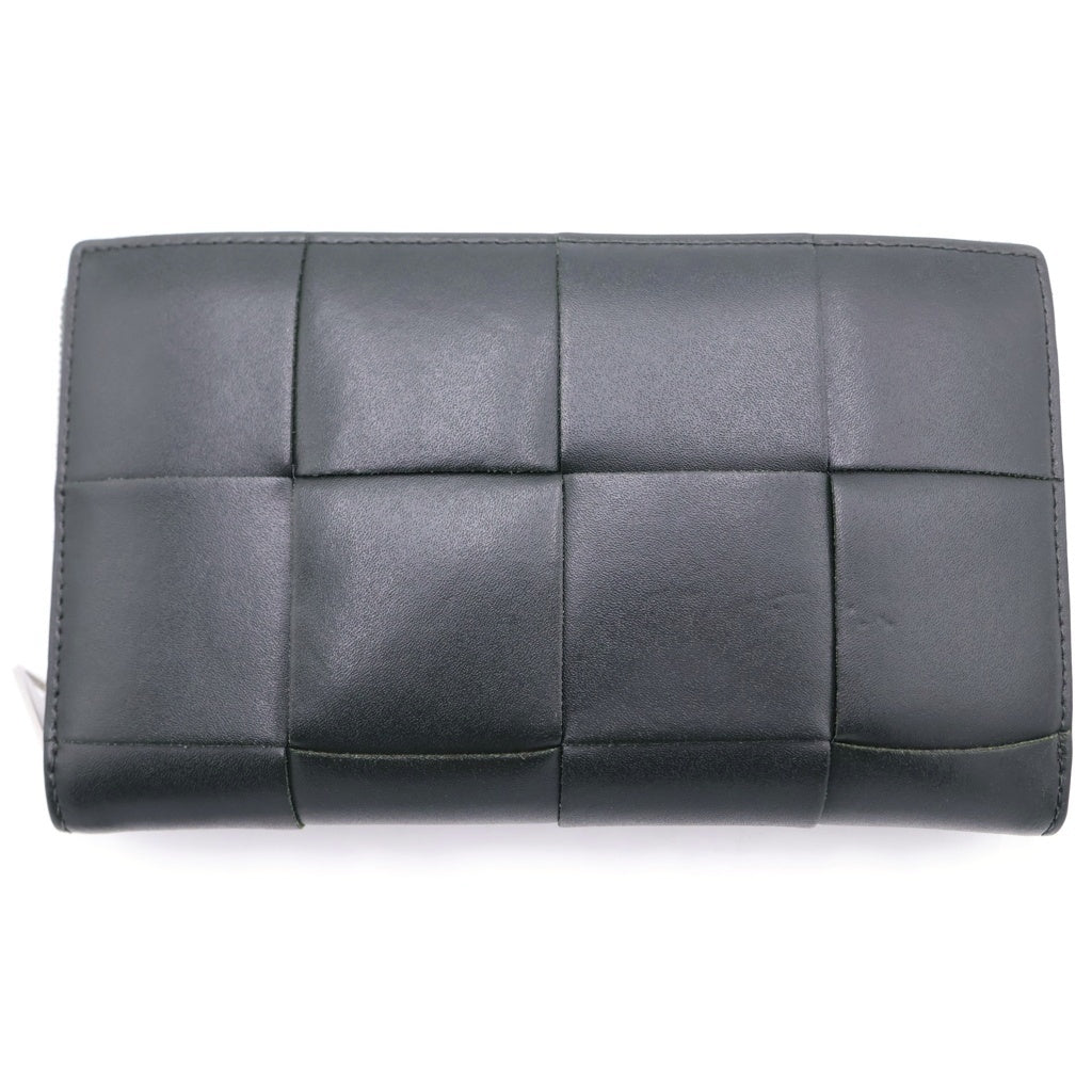 BOTTEGA VENETA(ボッテガヴェネタ) カセットジップ アラウンド ウォレット レザー 長財布 ダークグリーン