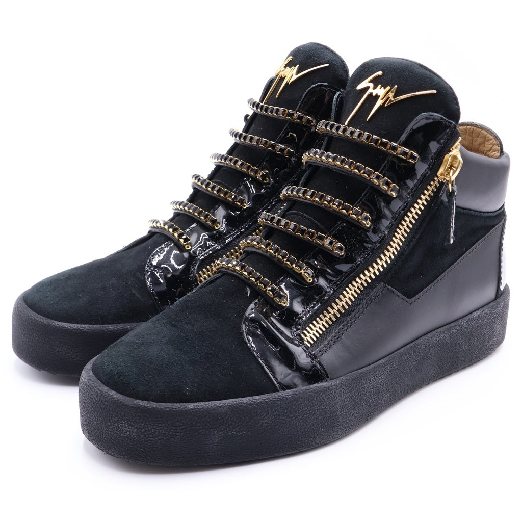 GIUSEPPE ZANOTTI(ジュゼッペ ザノッティ) ビジュー付 サイドジップ ハイカットスニーカー シューズ ブラック/ゴールド