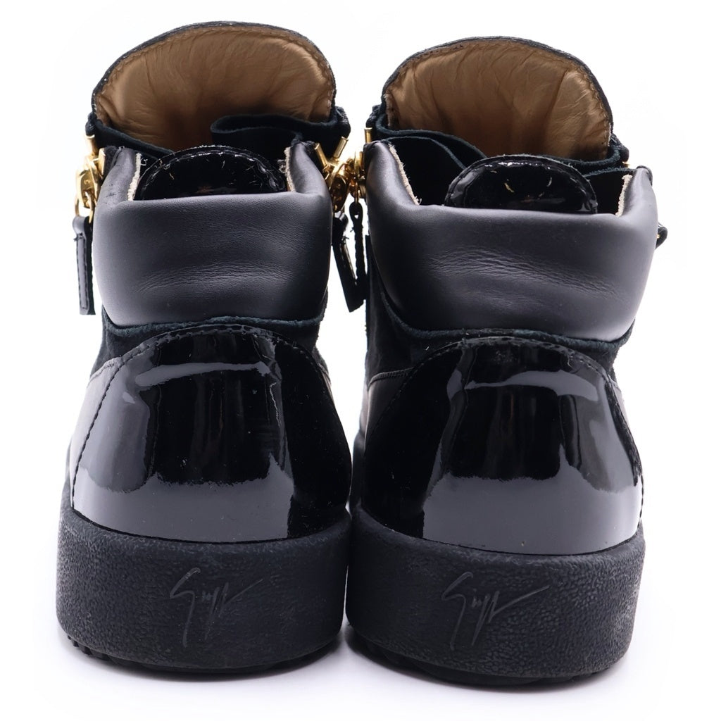 GIUSEPPE ZANOTTI(ジュゼッペ ザノッティ) ビジュー付 サイドジップ ハイカットスニーカー シューズ ブラック/ゴールド