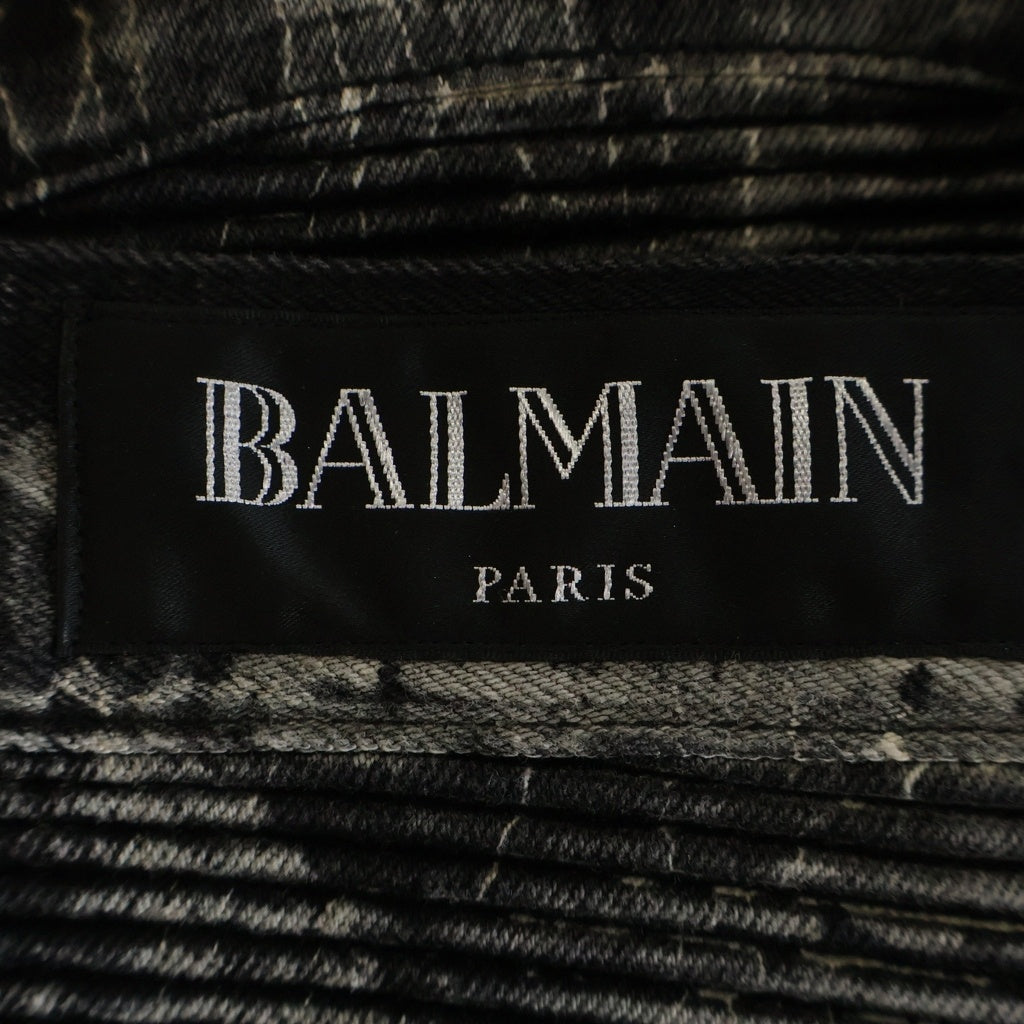 BALMAIN(バルマン) バイカー 蛇腹 ダメージ加工 スリム デニムパンツ