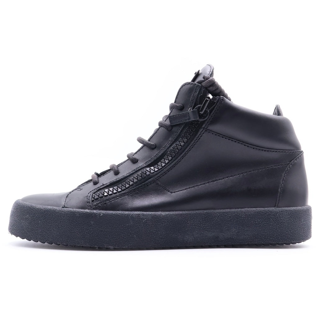 GIUSEPPE ZANOTTI(ジュゼッペ ザノッティ) Kriss レザー サイドジップ ハイカット スニーカー シューズ ブラック