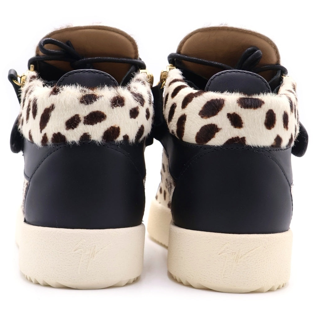 GIUSEPPE ZANOTTI(ジュゼッペ ザノッティ) カーフレザー サイドジップ ハイカットスニーカー シューズ ハラコ マルチ