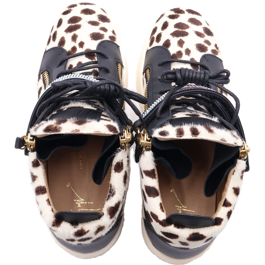 GIUSEPPE ZANOTTI(ジュゼッペ ザノッティ) カーフレザー サイドジップ ハイカットスニーカー シューズ ハラコ マルチ