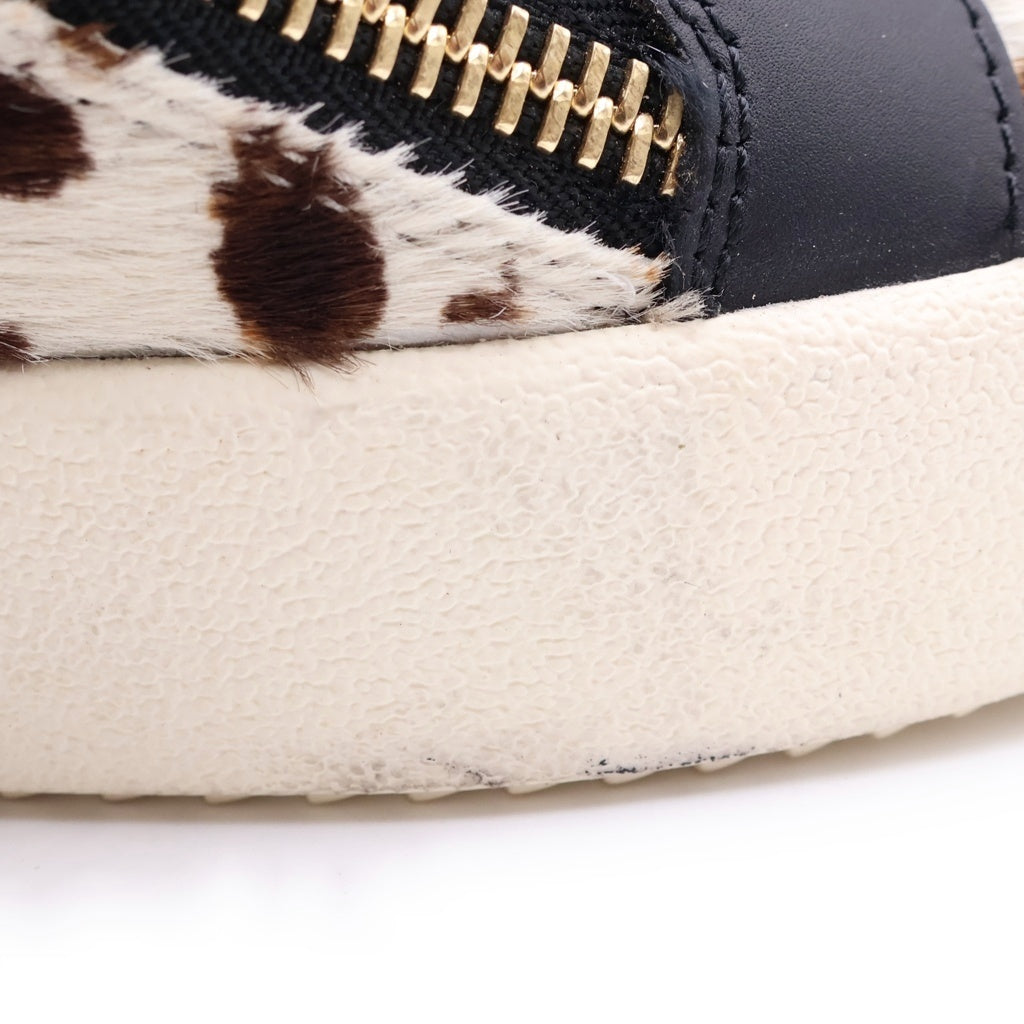 GIUSEPPE ZANOTTI(ジュゼッペ ザノッティ) カーフレザー サイドジップ ハイカットスニーカー シューズ ハラコ マルチ