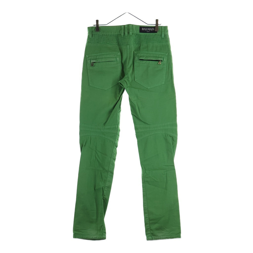 BALMAIN(バルマン) バイカーデニム 蛇腹 ジップポケット T500 C161 グリーン