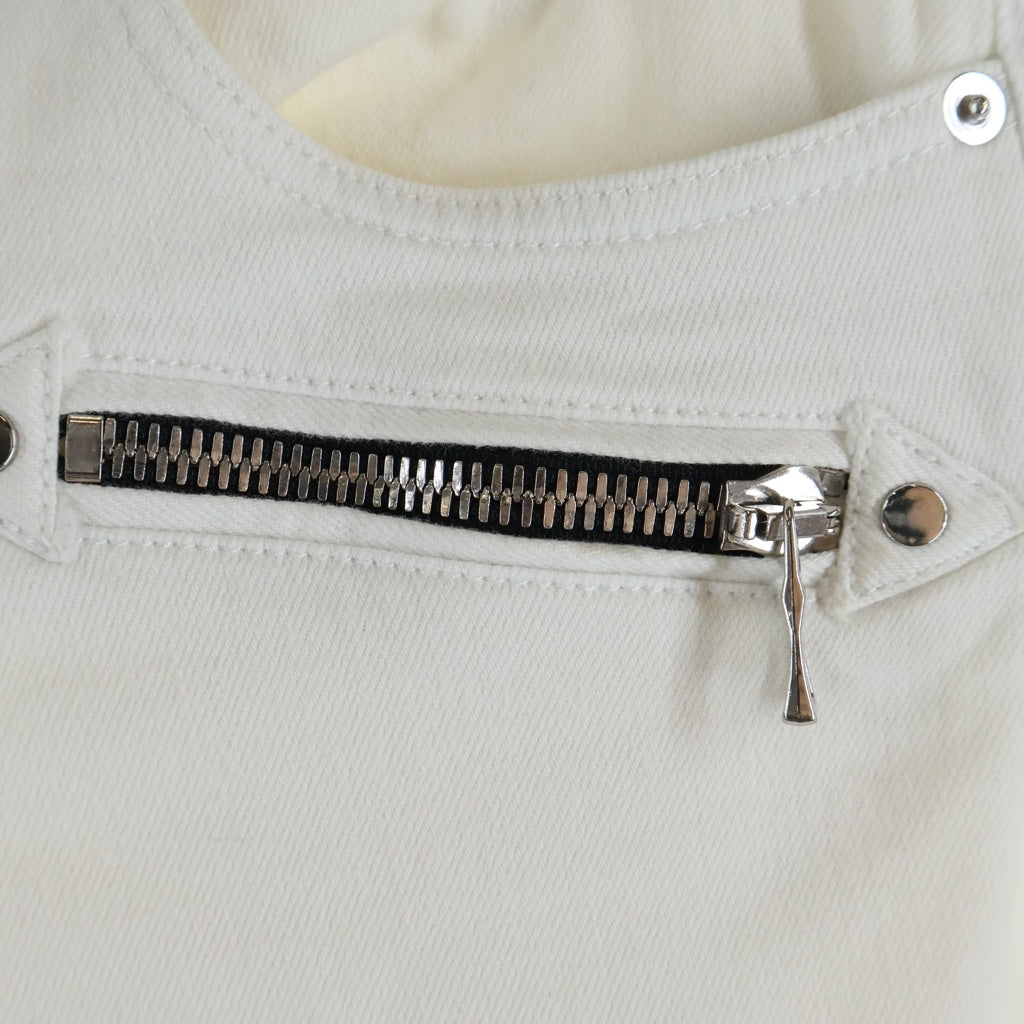 BALMAIN(バルマン) ダブルジップ 蛇腹バイカー デニムパンツ ジーンズ ホワイト S8H9131T138