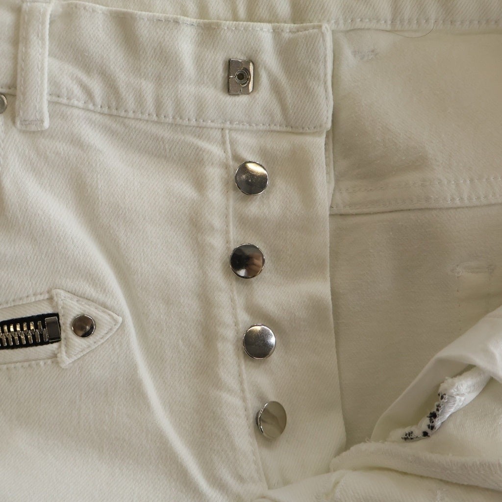 BALMAIN(バルマン) ダブルジップ 蛇腹バイカー デニムパンツ ジーンズ ホワイト S8H9131T138
