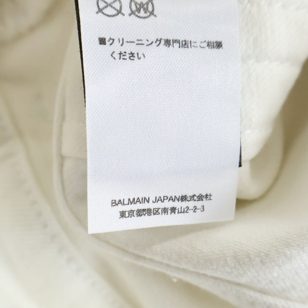 BALMAIN(バルマン) ダブルジップ 蛇腹バイカー デニムパンツ ジーンズ ホワイト S8H9131T138