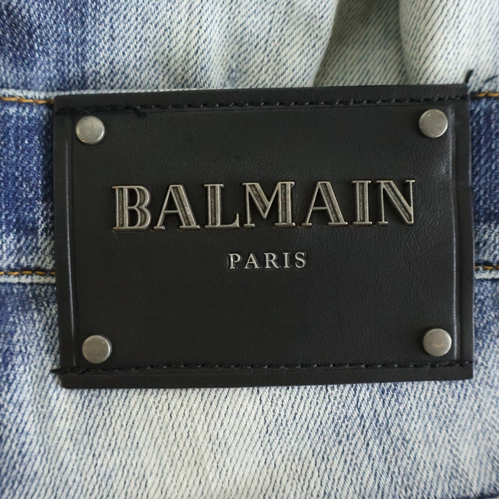 BALMAIN(バルマン) ダメージ加工 ストレッチ デニム スキニーパンツ インディゴ S8H9008T007U