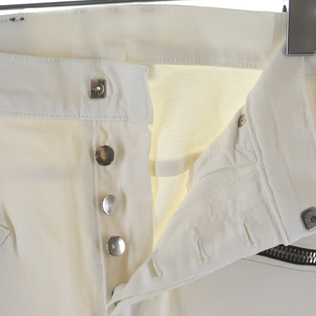 BALMAIN(バルマン) ダブルジップ 蛇腹バイカー デニムパンツ ジーンズ ホワイト S8H9131T138
