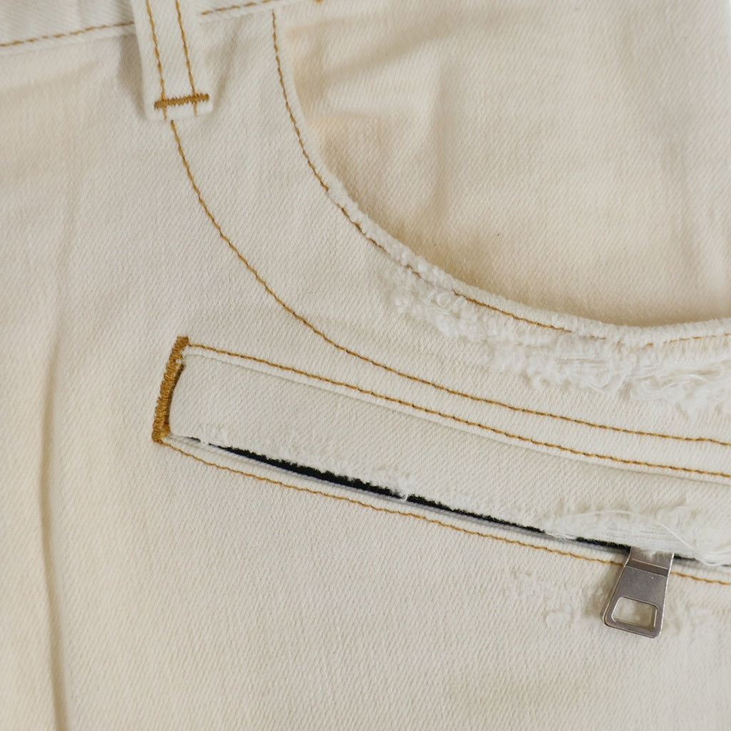 BALMAIN(バルマン) 蛇腹バイカー デニムパンツ ジーンズ S7H9551T022 ホワイト