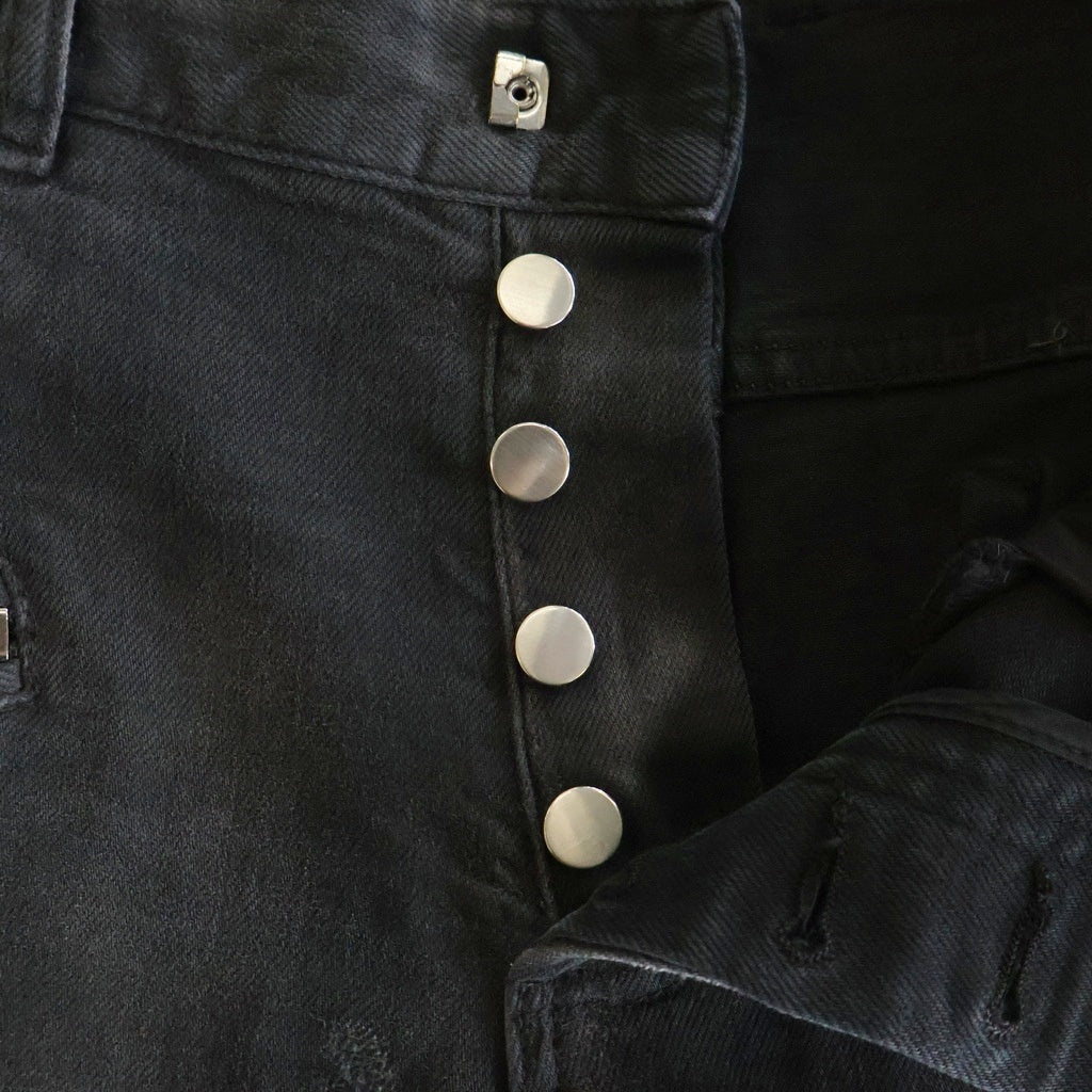 BALMAIN(バルマン) 18AW ダメージ加工 蛇腹バイカー デニムパンツ ジーンズ インディゴブラック W8H9130T138D