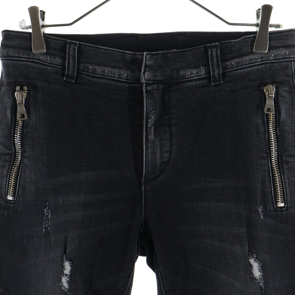 BALMAIN(バルマン) 蛇腹 クラッシュスキニーデニムパンツ S7H9528T097 ブラック