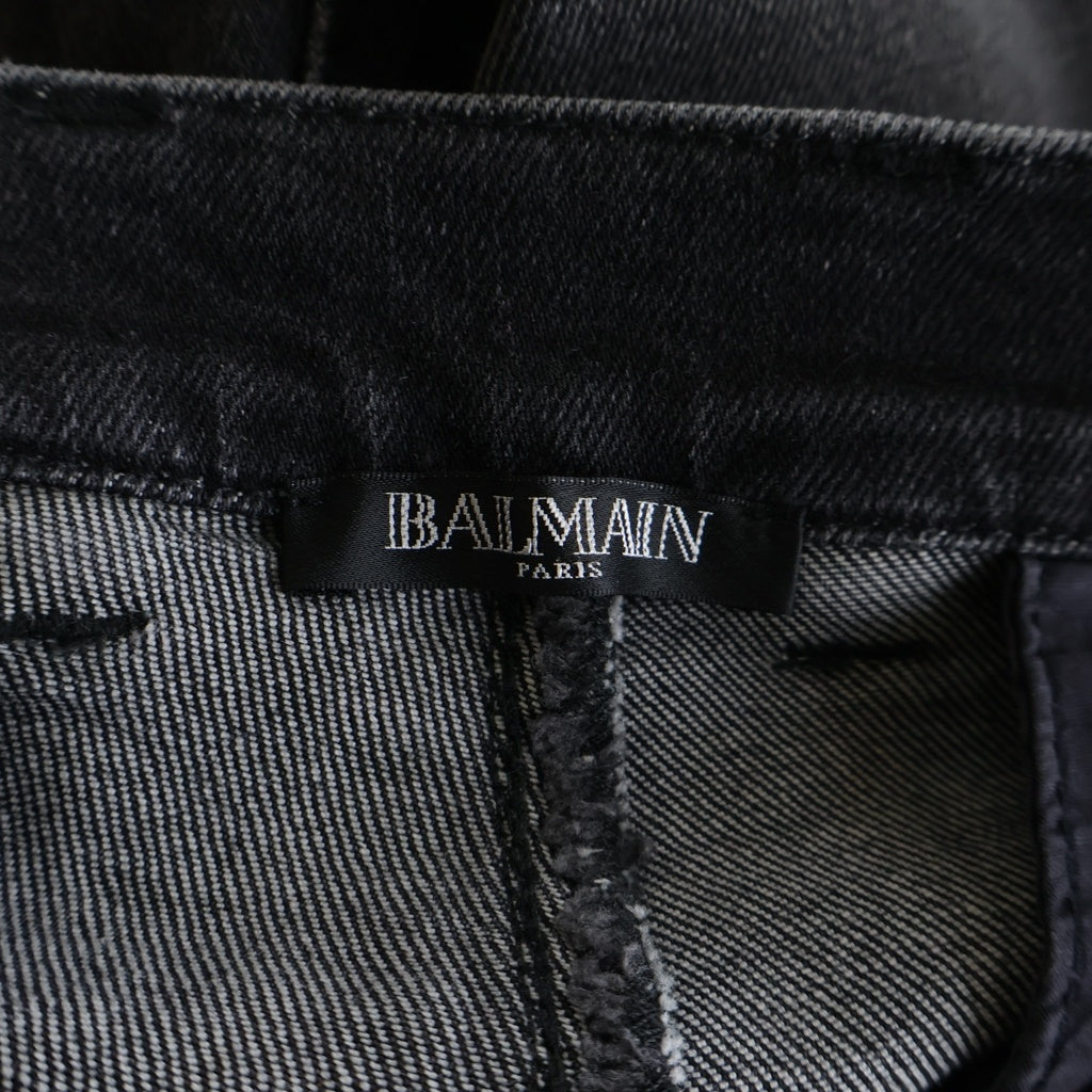 BALMAIN(バルマン) 蛇腹 クラッシュスキニーデニムパンツ S7H9528T097 ブラック