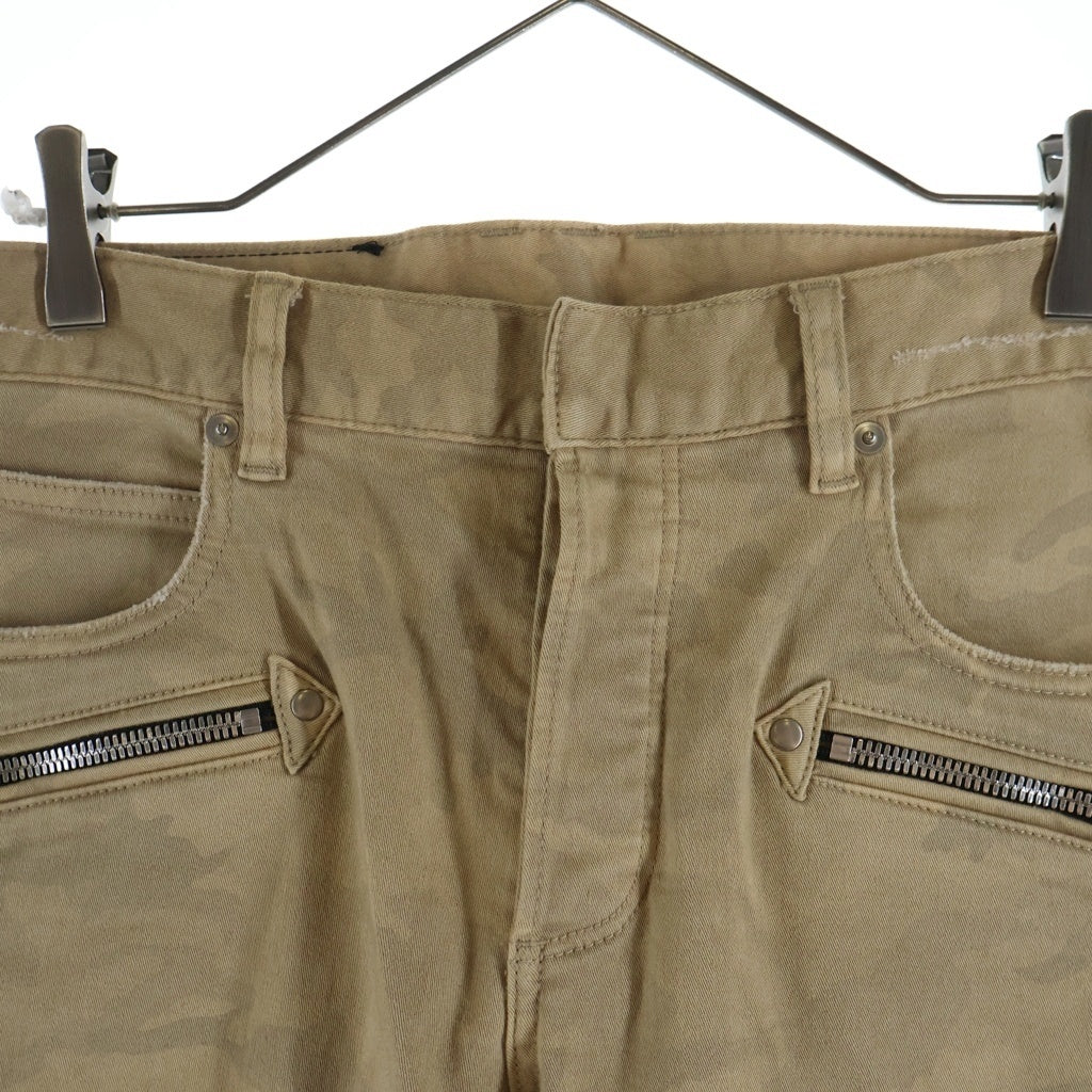 BALMAIN(バルマン) デストロイ加工 迷彩 スリム デニムパンツ コットン S8H5131T313 ベージュ