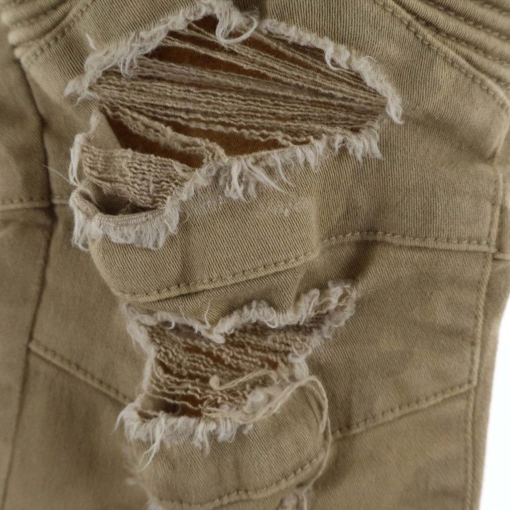 BALMAIN(バルマン) デストロイ加工 迷彩 スリム デニムパンツ コットン S8H5131T313 ベージュ
