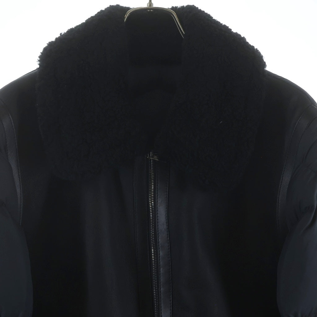 MONCLER(モンクレール) GERSダウンジャケット ラムスキン レザー ポリエステル ブラック