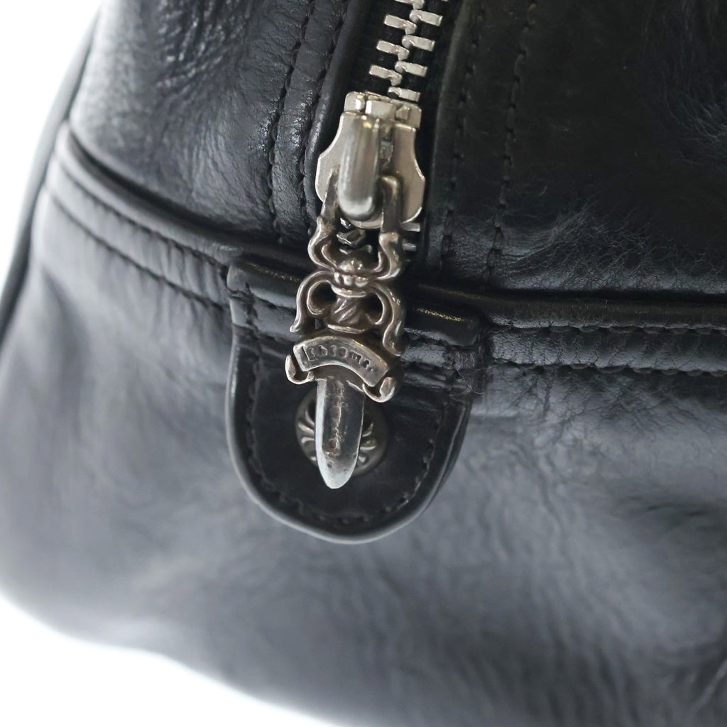 CHROME HEARTS(クロムハーツ) OLD GYM SM ジムバッグ レザークロスパッチ スモール オールドレザーハンドバッグ ブラック レディース