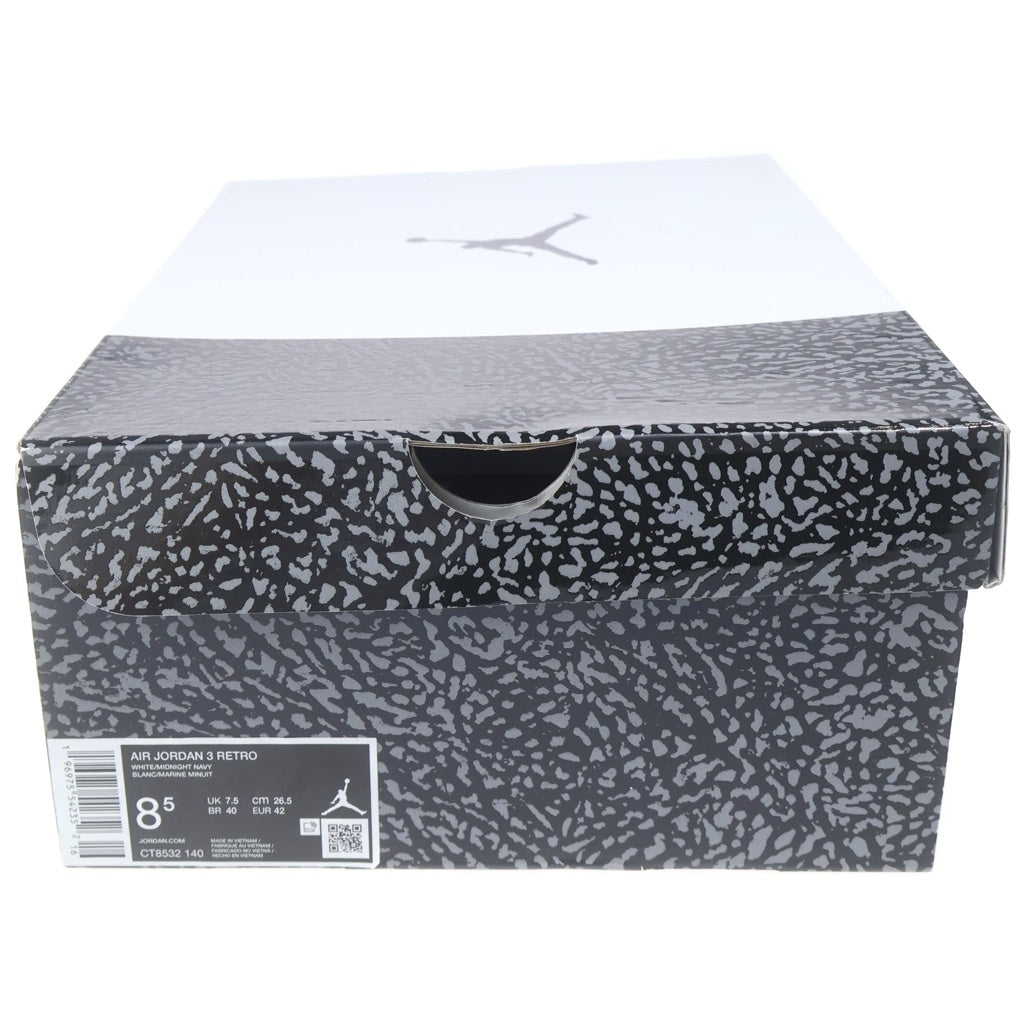 NIKE(ナイキ) AIR JORDAN 3 RETRO TRUE BLUE AND COPPER CT8532-140 エアジョーダン3 レトロ ミッドカットスニーカー ミッドナイトネイビー US8.5/26.5cm