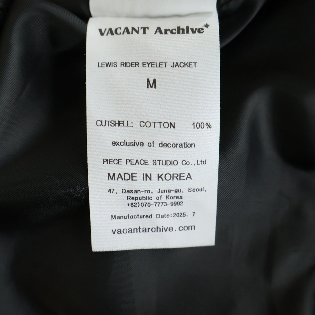 VACANT Archive(ベイカントアーカイブ) VACANT Archive ベイカントアーカイブ 25AW LEWIS RIDER EYELET JACKET ルイス ライダー アイレット ジャケット ブラック