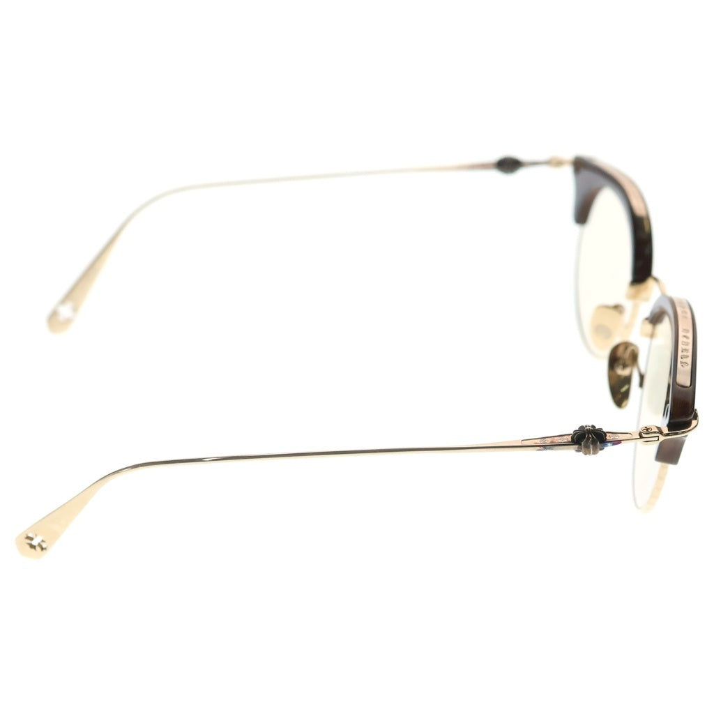 CHROME HEARTS(クロムハーツ) SLUNTRADICTION 2 CHプラス テンプル ハーフリム ウエリントン アイウェア 眼鏡 ブラウン/ゴールド