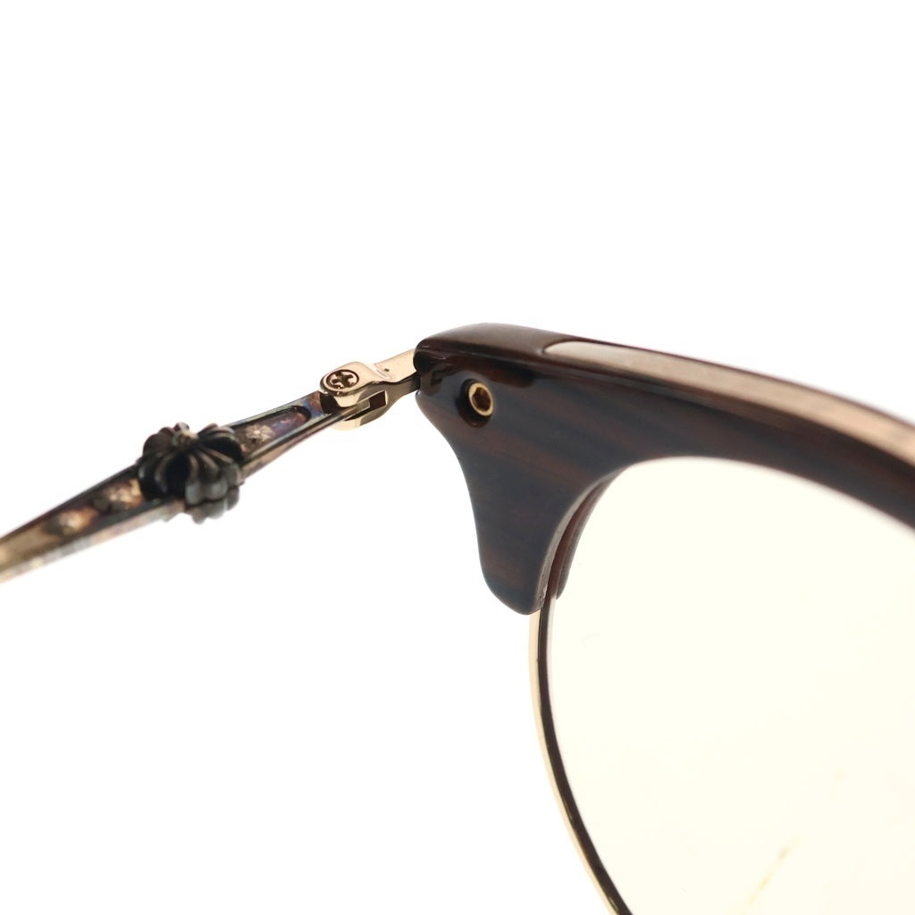CHROME HEARTS(クロムハーツ) SLUNTRADICTION 2 CHプラス テンプル ハーフリム ウエリントン アイウェア 眼鏡 ブラウン/ゴールド