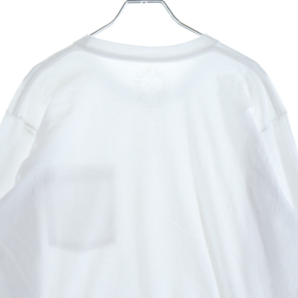 CHROME HEARTS(クロムハーツ) CH LS 1 ネックロゴ アームプリントクルーネック長袖Tシャツ ホワイト/ブルー