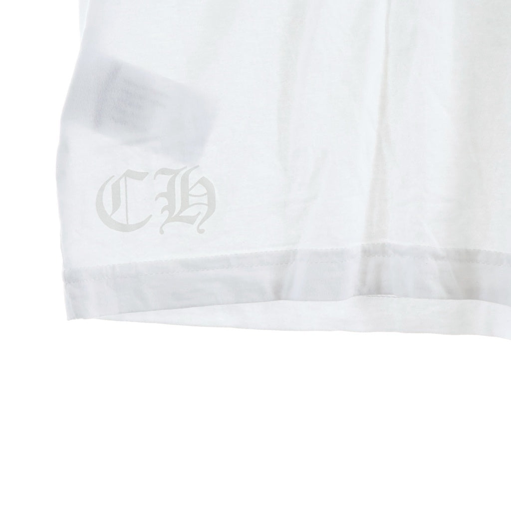 CHROME HEARTS(クロムハーツ) CH LS 1 ネックロゴ アームプリントクルーネック長袖Tシャツ ホワイト/ブルー