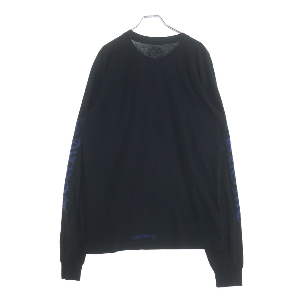 CHROME HEARTS(クロムハーツ) CH LS 1 ネックロゴ アームプリントクルーネック長袖Tシャツ ブラック/ブルー