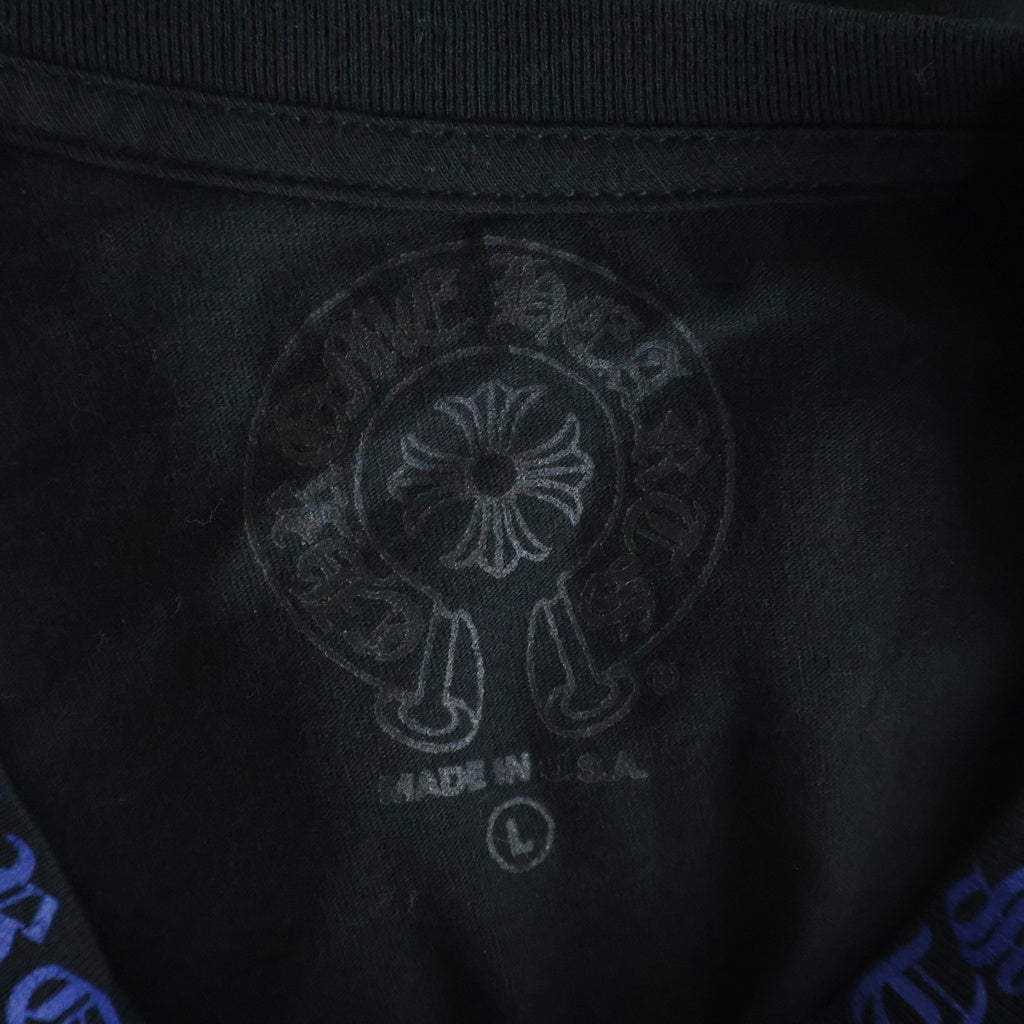 CHROME HEARTS(クロムハーツ) CH LS 1 ネックロゴ アームプリントクルーネック長袖Tシャツ ブラック/ブルー