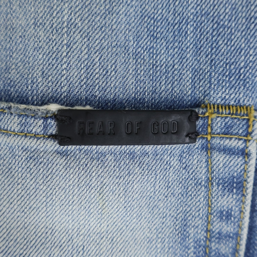 FEAR OF GOD ESSENTIALS(フィアオブゴッド エッセンシャルズ) SEVENTH COLLECTION ダメージ加工 ストレートデニムパンツ カットオフ インディゴ