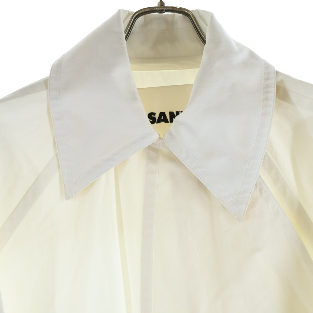 JIL SANDER(ジルサンダー) 裏地トラ柄 オーバーコート コットン ホワイト