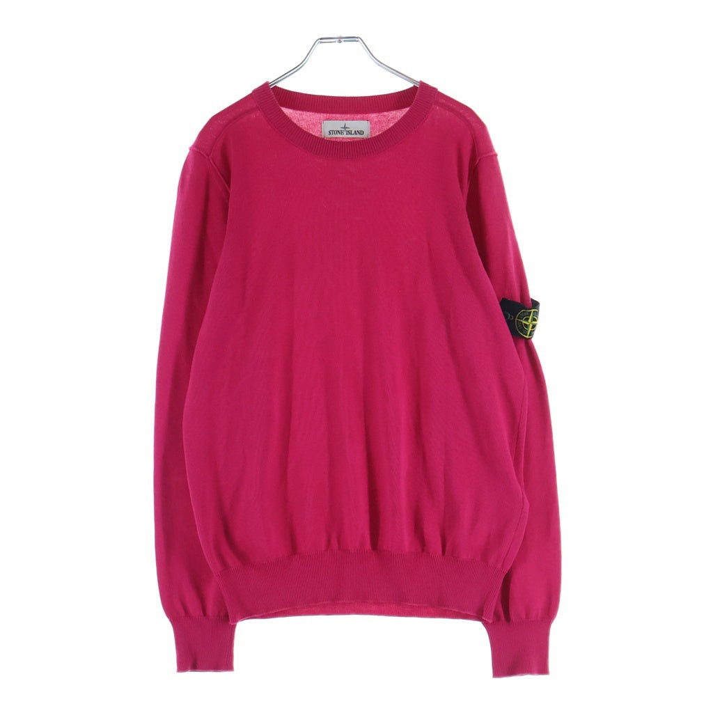 STONE ISLAND(ストーンアイランド) 袖ロゴ コットンクルーネックニット ピンク