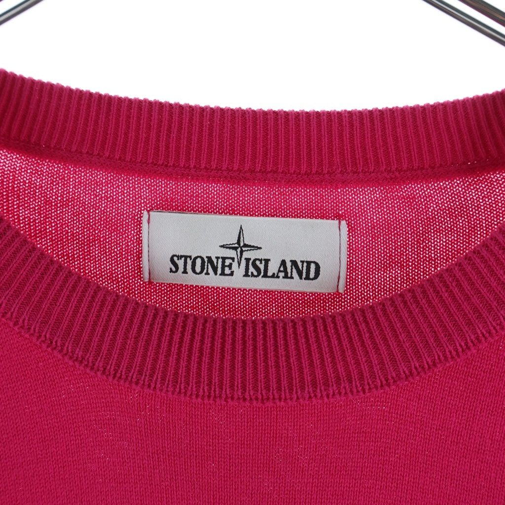 STONE ISLAND(ストーンアイランド) 袖ロゴ コットンクルーネックニット ピンク